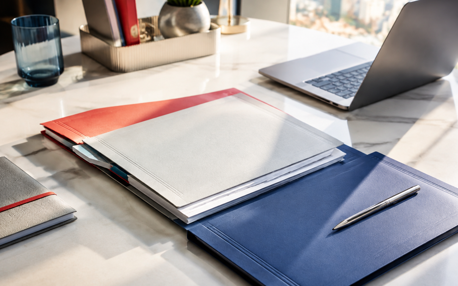 Organised UK company formation documents on a bright desk